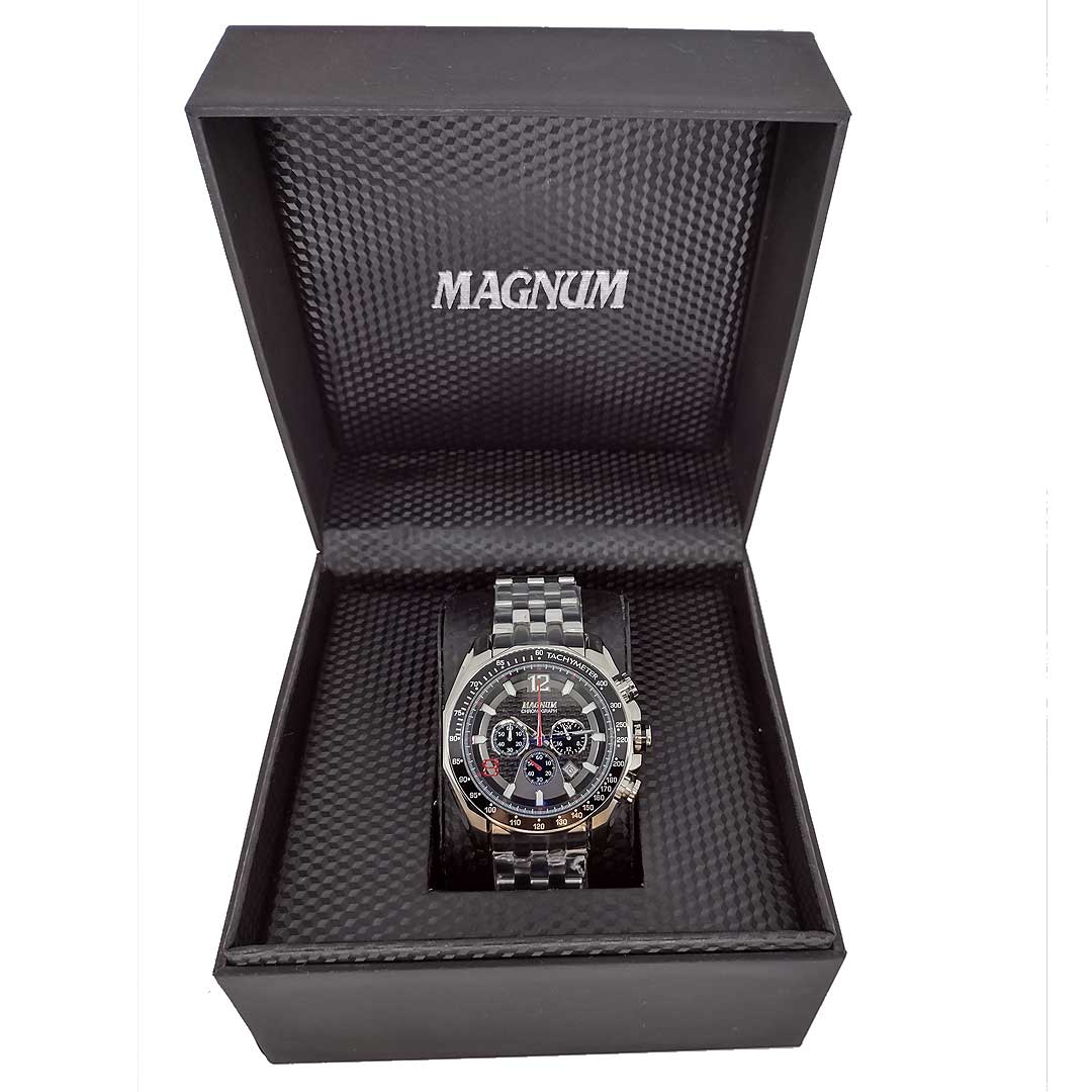 Relógio Masculino Magnum MA33755B Dourado Extra Grande Cronógrafo 100M  (Detalhes) 