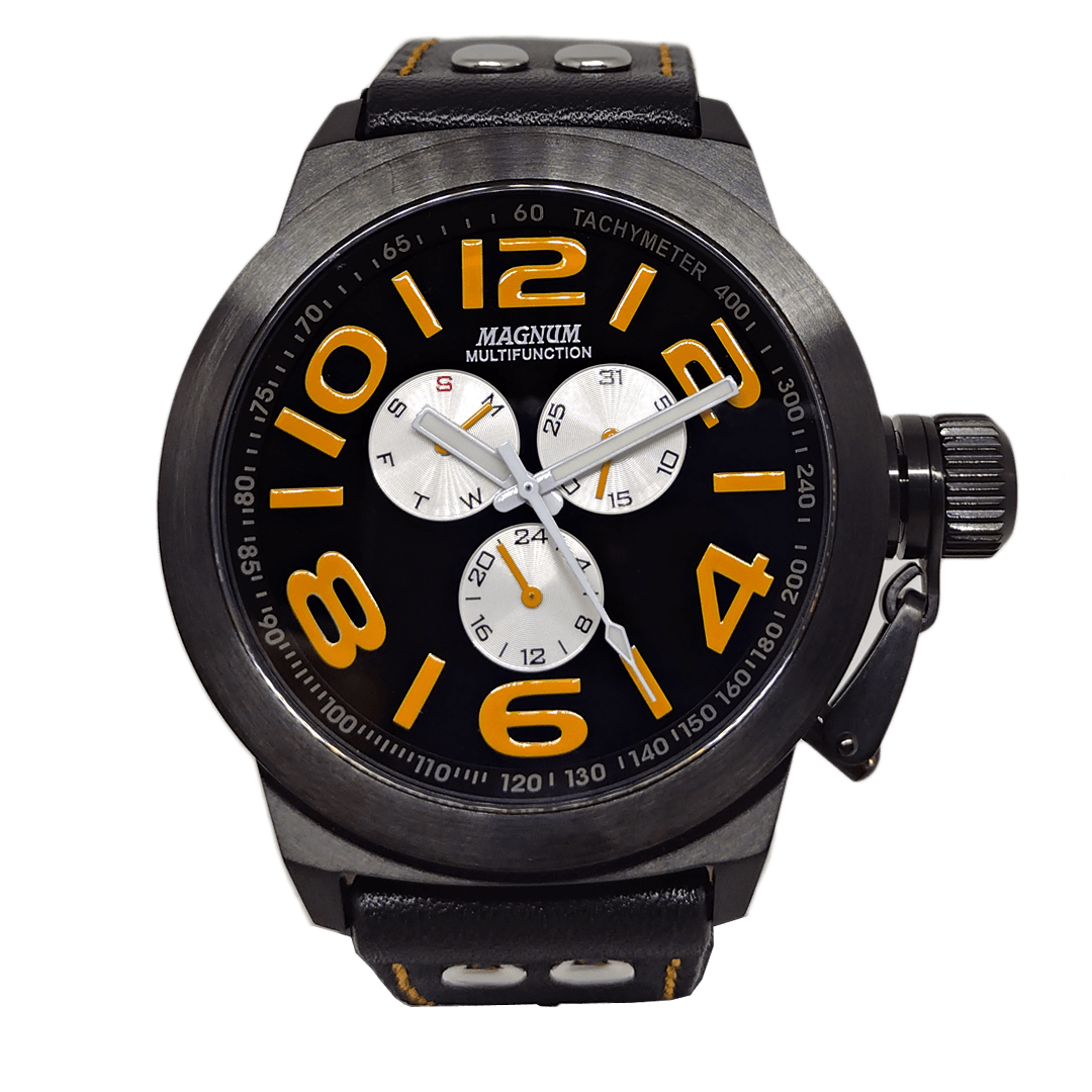 Relógio Magnum Sports MA33399P Pulseira de Couro Preto