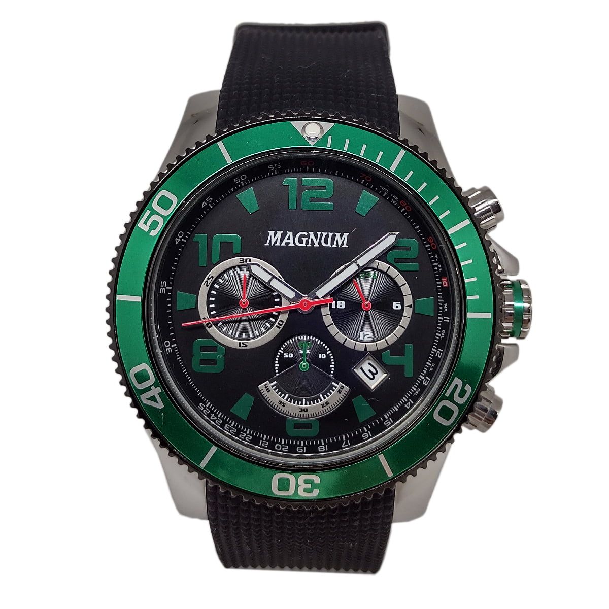 Relógio Magnum Sports MA33308G Chronograph Pulseira Borracha Preta