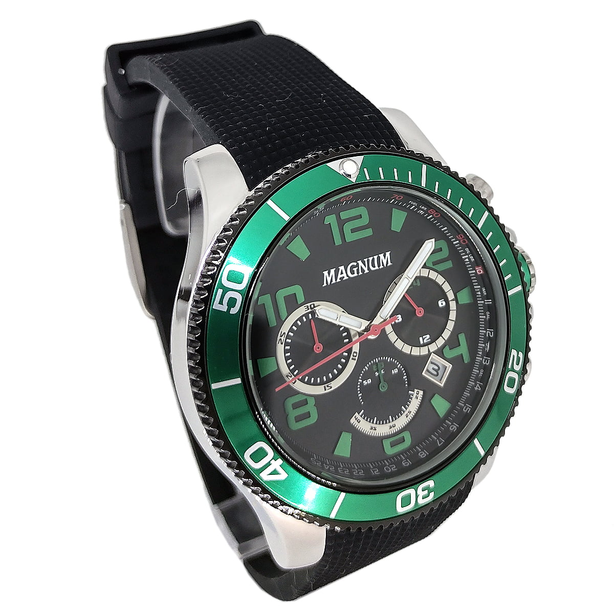 Relógio Magnum Sports MA33308G Chronograph Pulseira Borracha Preta