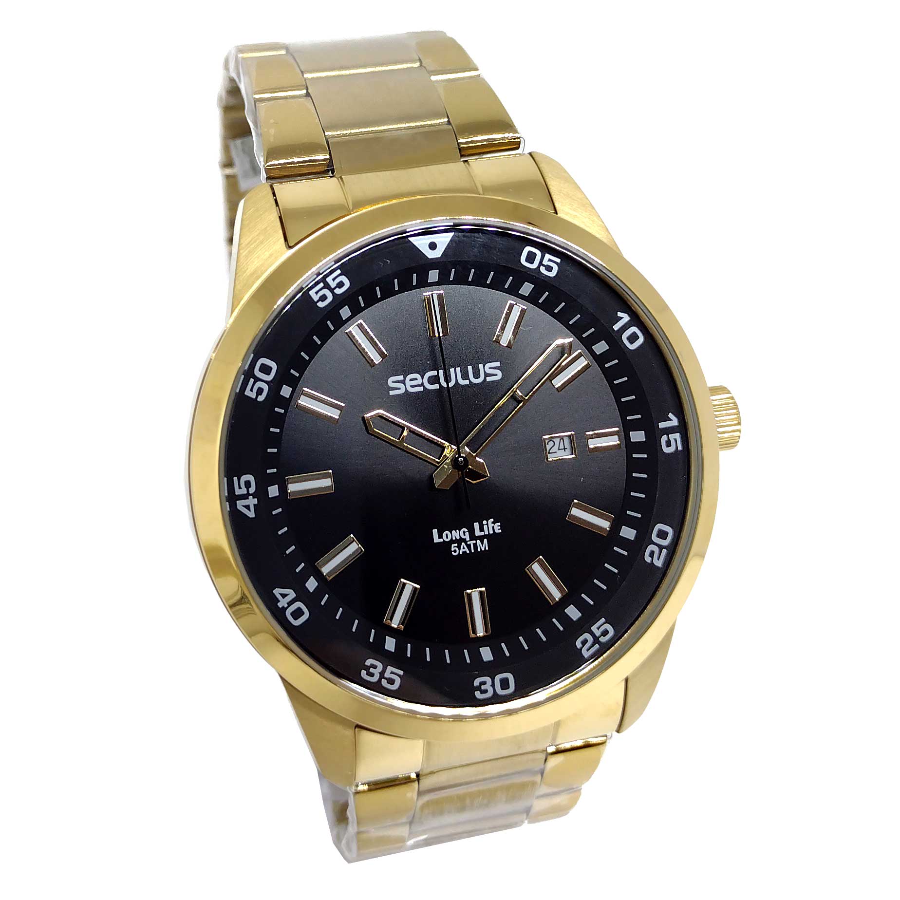 Relógio masculino prata e dourado pulseira de aço Champion CA30132P