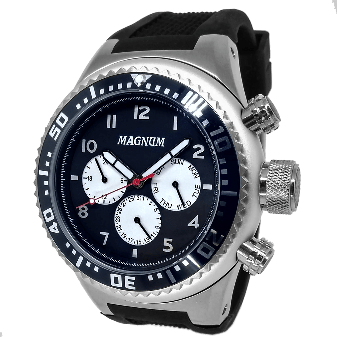 Relógio Magnum Racing Quartz Masculino Feminino - Preto+Azul