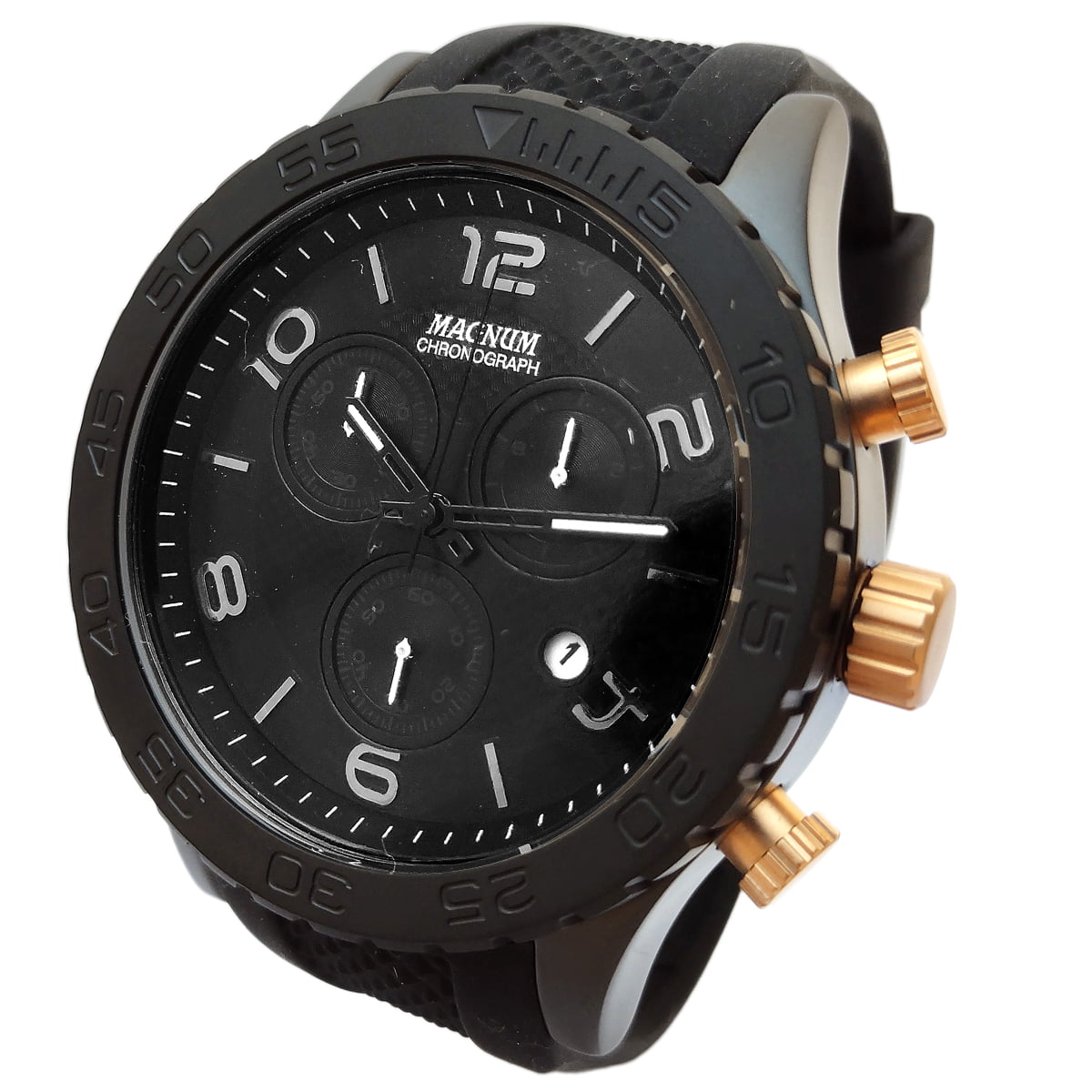 Ttime Relógios - Relógio Magnum Automático 21 Jewels Modelo analógico  masculino com caixa e pulseira de aço rose gold. Vidro de cristal mineral,  mostrador na cor preta com janela que mostra parte