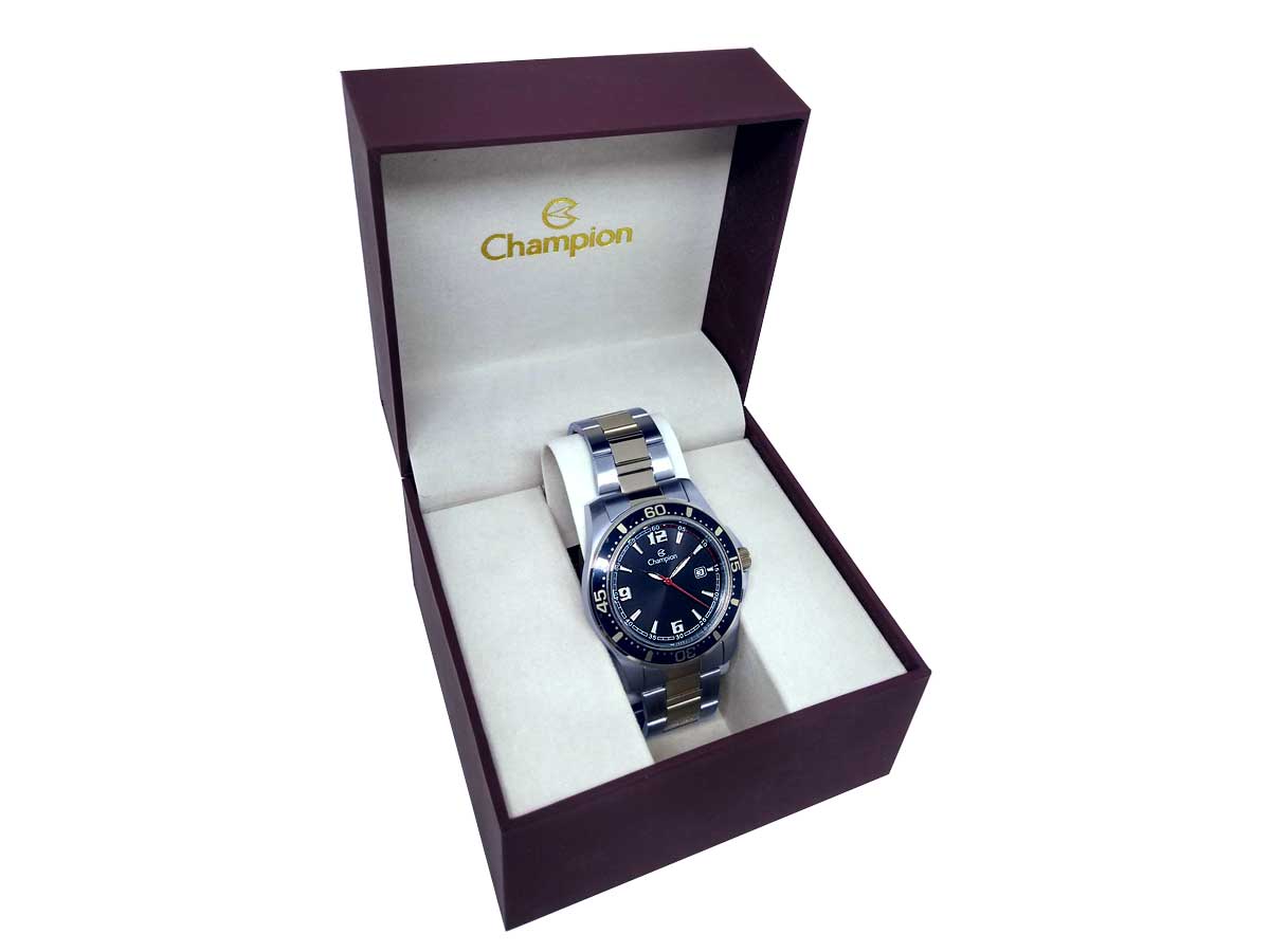 Relógio masculino prata e dourado pulseira de aço Champion CA30132P