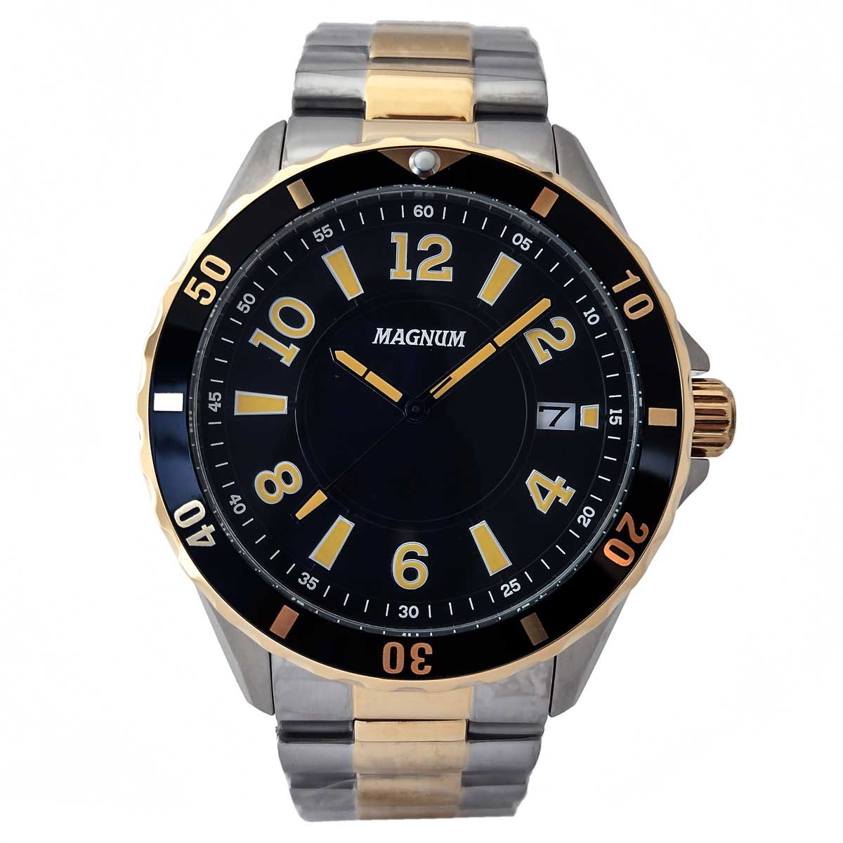 Relógio masculino prata e dourado pulseira de aço Champion CA30132P